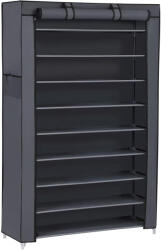 Brius Pantofar vertical 9 nivele cu husa protectie praf, capacitate 40-50 perechi, spatiu flexibil pentru cizme, buzunare laterale, cadru metalic si rafturi textile, 88x28x160 cm, gri (EZ-RXJ36G01) Garderoba
