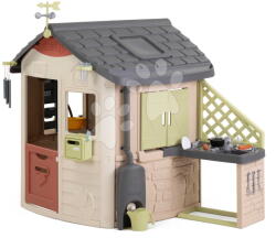 Smoby Casă cu bucătărie pentru bucătarul șef Mud Cooking House Life Smoby cu blat de bucătărie extensibilă cu filtru UV de la 24 luni (SM810303-O) Casuta pentru copii