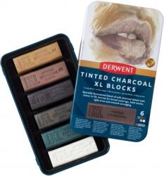 Derwent Carbune XL Derwent Professional, cutie metalica, solubil in apa, 6 culori/set, nuante pamantii 2306177
