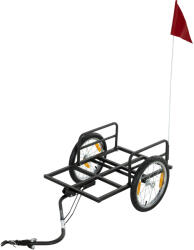 SPORTNOW Remorcă pentru Bicicletă pentru Marfă 40 kg Cărucior de Mână din Oțel cu Steag Roșu Roți de 40, 64 cm 145x60x42 cm Negru | Aosom Romania (B71-084V00BK)
