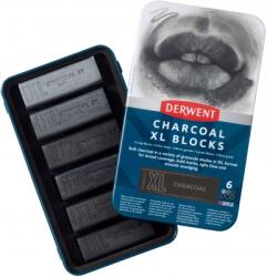 Derwent Carbune XL Derwent Professional, cutie metalica, solubil in apa, 6 bucati/set, nuante de gri 2306196