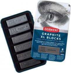 Derwent Carbune XL Derwent Professional, cutie metalica, solubil in apa, 6 bucati/set, grafit 2306195