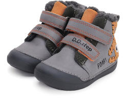 D. D. STEP Ghete îmblănite băieți, cu velcro, gri cu tigri, 20/25 gri (1420A3)