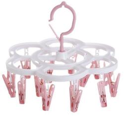 Cyrax Akasztós Ruhaszárító, 16 Akasztóval, 360 Fokban Elforgatható, Műanyag, Könnyen Tárolható, Multifunkcionális, 26 x 21 cm, Rózsaszín (125673) Ruhaszárító