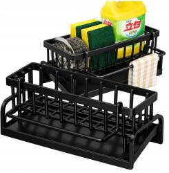  Rendszerező Egyszintes mosogató polc Szivacs tartó akasztó fekete (Czarny Ociekacz Organizer Kuchenny Na Gąbke )