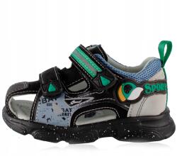 Enplus Fiú profilozott bőr szandál fekete-zöld 23-as (A1640-22)