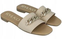 Ryłko bézs flip-flop papucs 0AGH1 lapos talpú bőr nyári flip-flop papucs méret 38 (0AGH1_BV_JE8F)