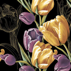 POL-MAK Tulipán Majestic Black szalvéta 20 db-os 33x33 cm (PKK060241)