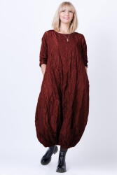 SHOPIKA Rochie lunga gogosar din tafta cu memorie, bordo metalizat Talie unica