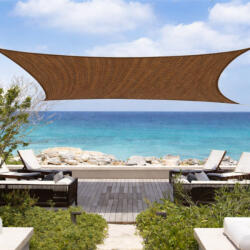 Sun Garden Napvitorla - árnyékoló teraszra, négyszög alakú 4x6 m Kávé színben - HDPE anyagból