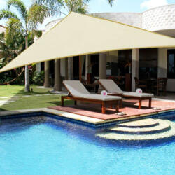 Sun Garden Napvitorla - árnyékoló teraszra, háromszög alakú 3, 6x3, 6x3, 6 m Világos Bézs színben - HDPE anyagból