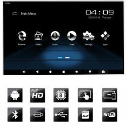 Edotec Tetiera auto Edotec TravelMate 13.3 inch Android Full HD WiFi Touch (edt-travel13.3-B) Monitor de masina