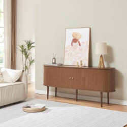 [en. casa] Comoda living Mapia 166x40x70 cm, finisaj nuc, cu rafturi reglabile (88640835) Comoda