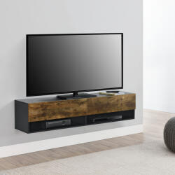 [en. casa] Comoda TV suspendata Halmstad 140x31x30 cm negru si stejar închis (73294037)