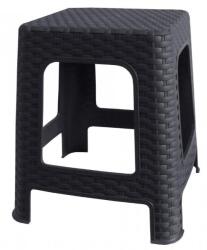 Megaplast Kerti puff, polirattan, 36×33×33 cm, antracit
