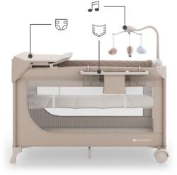 KinderKraft LEODY UP сгъваема бебешка кошара с аксесоари BEIGE (KCLEODUPBEG00AC) - xmall