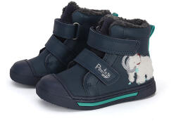 Ponte20 Ghete copii, băieți, imblanite, piele, talpa supinata, velcro, Bleu cu Mamut, Ponte20, 28/32 albastru închis (13B584)