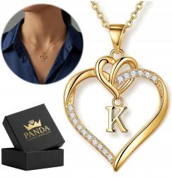 Panda Luxury Jewellery Arany Nyaklánc Szív K betűvel Ezüst 925 Strassz Ajándék Női (Siostry Dziewczyny Mamy Córki Żony Babci 925)