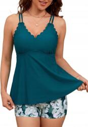  Tankini fürdőruha rövidnadrág, virágos, zöld 46, Hanna Nikole