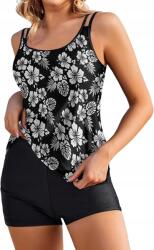  Tankini fürdőruha rövidnadrág, fekete , virágos XL, Ai'mage (B0DQL7CVC8)