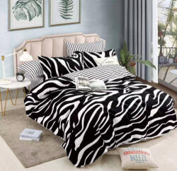 Jojo Home Lenjerie pat dublu, bumbac finet, 6 piese, neagra dungi-A090 (A090) Lenjerie de pat
