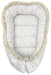MimiNu Cosulet bebelus, MimiNu, Premium, Pentru dormit, Baby Nest 55 x 75 cm, Cu Volanase si dantela, Husa 100% bumbac, Meadow (6426972031240)