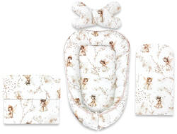 MimiNu Set 4 in 1 Cosulet bebelus, MimiNu, Baby Cocoon 75x55 cm, Husa bumbac, Cu paturica 50x70 cm, Cu salteluta, Cu perna fluture, Fairy (6426972031189)
