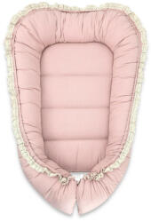 MimiNu Cosulet bebelus, MimiNu, Premium, Pentru dormit, Baby Nest 55 x 75 cm, Cu Volanase si dantela, Husa 100% bumbac, Powder Pink (6426972031387)