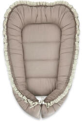 MimiNu Cosulet bebelus, MimiNu, Premium, Pentru dormit, Baby Nest 55 x 75 cm, Cu Volanase si dantela, Husa 100% bumbac, Mocha (6426972031394)