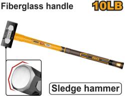 INGCO Baros 4.5kg Maner de Fibra HSM81498 - baros profesional cu cap otel carbon forjat si maner fibra de sticla rezistent (HSM81498) Ciocan
