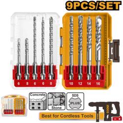 INGCO Set Burghie SDS Plus Beton 9 buc AKDL30906 - 6-16mm, 110-160mm, Burghie pentru Rotopercutor, Zidarie si Beton (AKDL30906) Burghiu