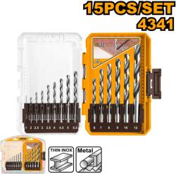 INGCO Set Burghie Metal 15 buc AKDL51506 - HSS 4341, 1-12mm, Burghie Precizie pentru Otel si Metale (AKDL51506) Burghiu