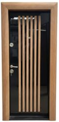 NOVO DOORS Usa metalica de apartament cu izolatie si vizor Novo Doors First Class NDS45, Deschidere Stanga Dreapta, Dimensiune 200X88 cm, Tabla 1.2 mm, Negru lucios cu riflaj MDF Stejar (NDS45)