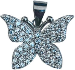 Flippy Pandantiv, Jolie Silver, Argint 925, Model Fluture cu Pietre Rodiat, Zirconiu, 18 x 15 mm, 2.3 g (teo-116702)