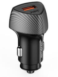 Lemontti Incarcator auto Lemontti 1x USB-C Fast Charging PD, 1x USB-A QC 3.0, 48W, Black (LEMIAFSUCTCN)