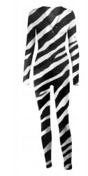  Női pizsama nyílással, Zebra, poliészter/pamut, fehér/fekete, M