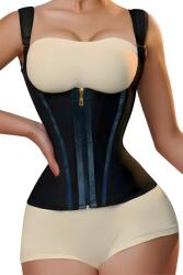 Linovit Sienna Linovit Formáló Fűző, Waist Trainer, Fogyást Segítő Fitnesz Öv, Testtartásjavító, Cipzárral és 3 Sor Kapoccsal Záródó, M Méret, Fekete (S13NM)