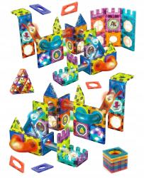 Click4toys Mágneses Építőkockák Oktató Panelek 3D Készlet 75EL Világító Pálya Gyerekeknek (2208)