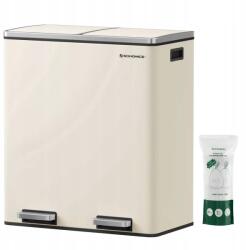 SONGMICS 2 rekeszes szemeteskosár, 2 belső tárolóval 30l bézs (LTB060AB01)