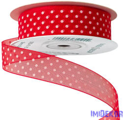  Pöttyös organza szalag 20mm x 20m - Piros