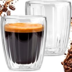 Excellent Houseware Set 2 pahare Ribs espresso, pereti dubli, sticla, 125 ml Pahar