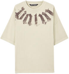 Palm Angels T-Shirt Big Neck Logo Loose PMAA10DS26JER002 6160-beige brown (PMAA10DS26JER002-6160)