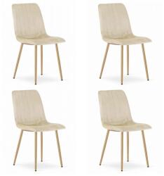 ARTOOL Set 4 scaune bucatarie/living, Artool, Lava, catifea bej deschis, picioare metal natur, 45x55x86 cm (3918_1SP)