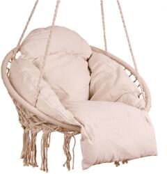  Scaun rotund tip leagan suspendat cu perna Confort Plus, casa sau gradina, ecru (KX3951)