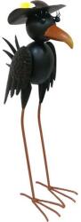 Magic home Decoratiune gradina, MagicHome, doamna corb cu palarie, picioare lungi, metalica, 24.5x15.5x61.5 cm (8091799)