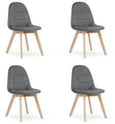 ARTOOL Set 4 scaune bucatarie/living, Artool, Bora, catifea gri inchis, picioare lemn natur, 44.5x54x81.5 cm (3755_1SP)