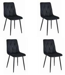 ARTOOL Set 4 scaune bucatarie/living, Artool, Libra, catifea neagra, picioare metal negru, 44x40x88.5 cm (3835_1SP)