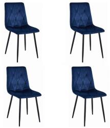ARTOOL Set 4 scaune bucatarie/living, Artool, Libra, catifea bleumarin, picioare metal negru, 44x40x88.5 cm (3837_1SP)