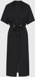 Funky Buddha Rochie Cămașă Midi de Vară cu Mâneca Scurtă Neagră FBL013-100-13-BLACK (FBL013-100-13-BLACK)