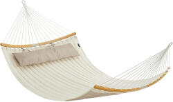 SONGMICS Hamac dublu cu bare curbate din bambus, perna inclusa, maxim 225 kg, 200x140 cm, crem (EZ-GDC34BE)